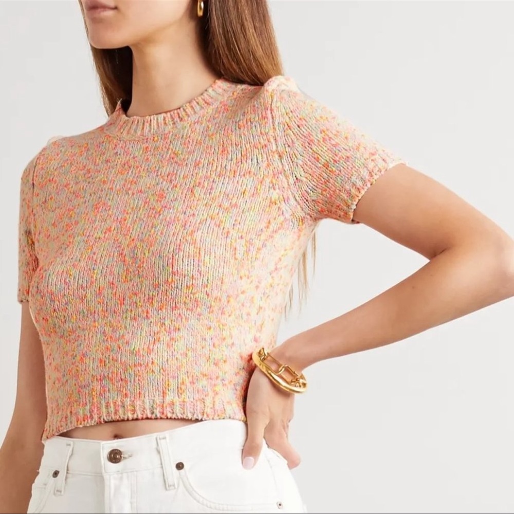 ALICE + OLIVIA Ciara Cropped Cotton-Blend Sweater
